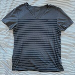 All Saints Charcoal Striped Tee